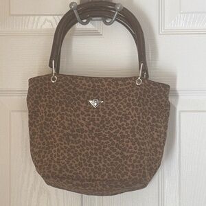 Bottega Veneta leopard print small bag, brown handles, made in Italy
